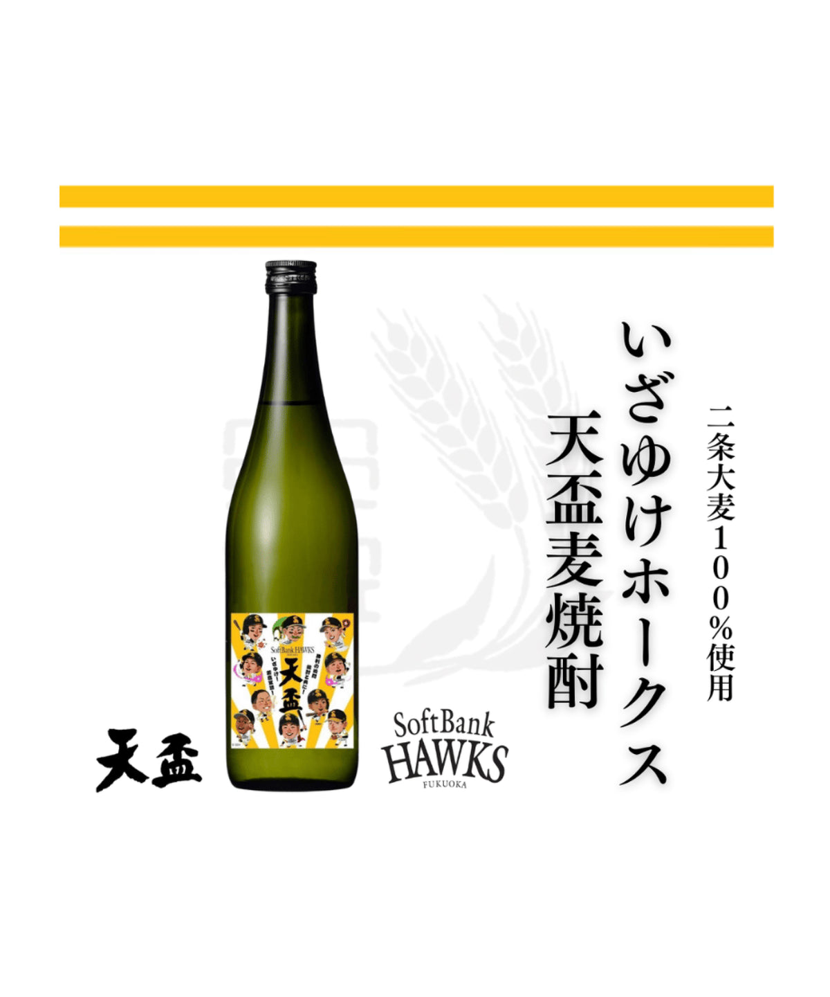 【ホークスコラボ】いざゆけホークス 天盃麦焼酎 テレQ限定コラボデザイン
